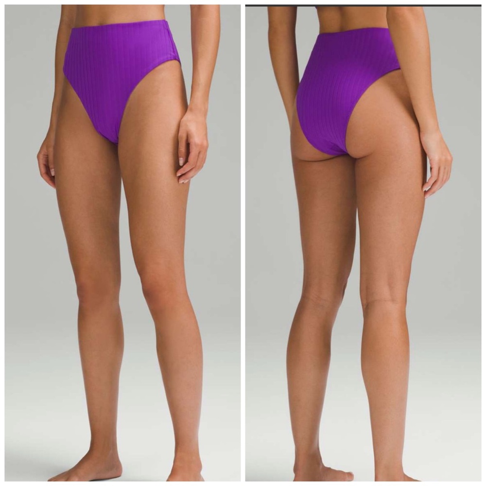 Lululemon Ribbed High-Waist Skimpy-Fit Swim Bottom Atomic Purple‎ size 8 NWT